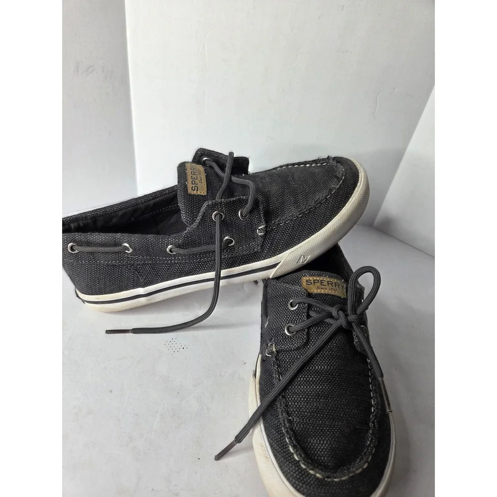Sperry Bahama Mens Canvas Boat Shoe Sneakers Charcoal Grey STK262326 Size 5M